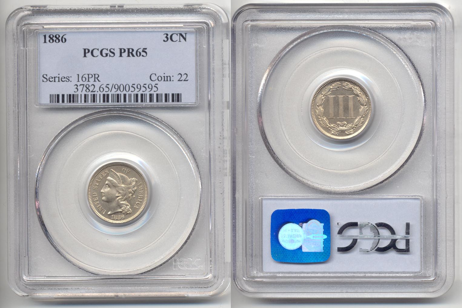 1886 Three Cent Nickel PCGS Proof-65
