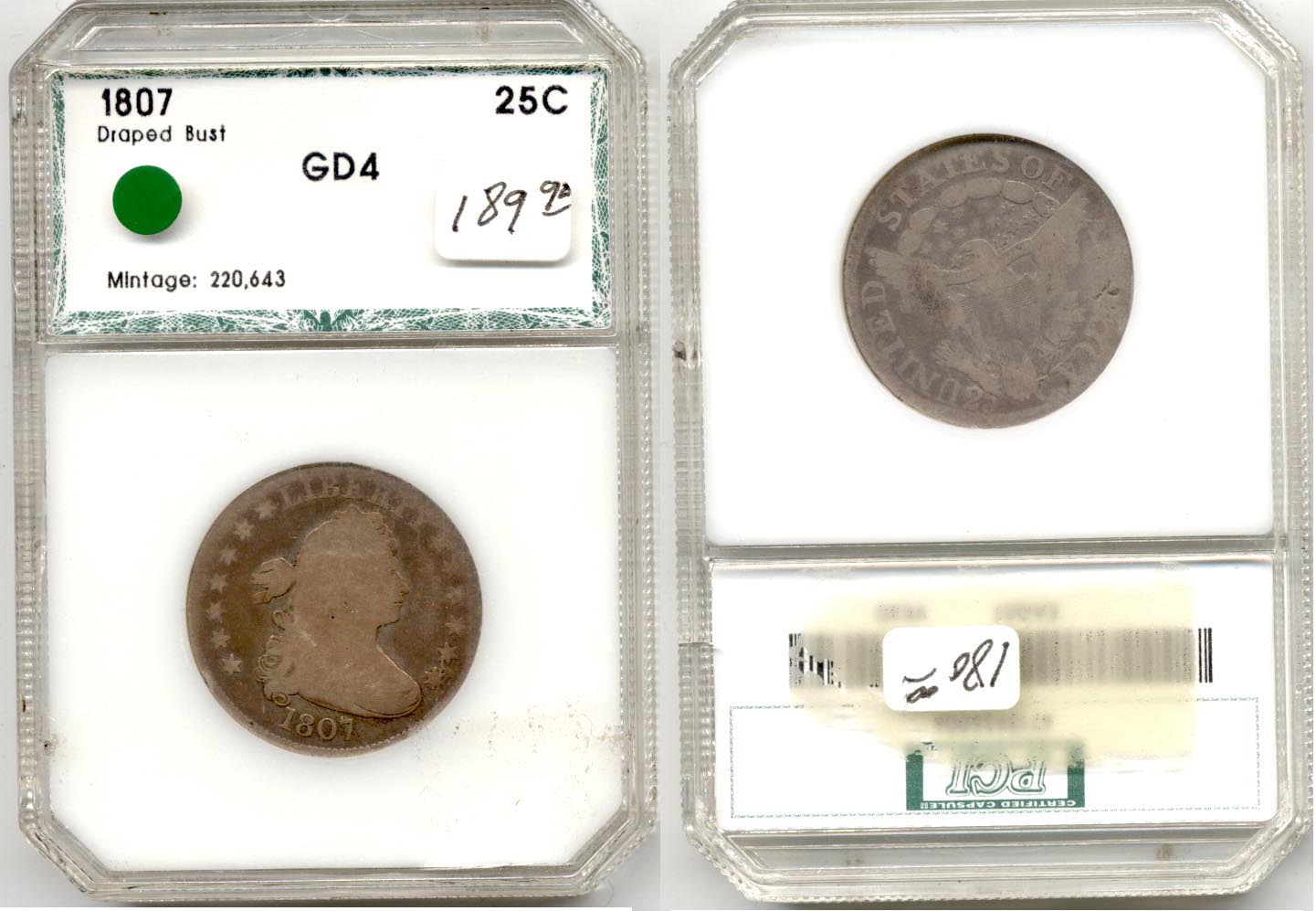 1807 Draped Bust Quarter PCI G-4