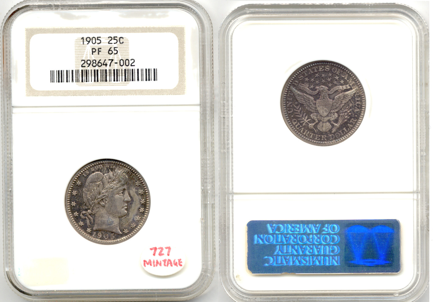 1905 Barber Quarter NGC Proof-65