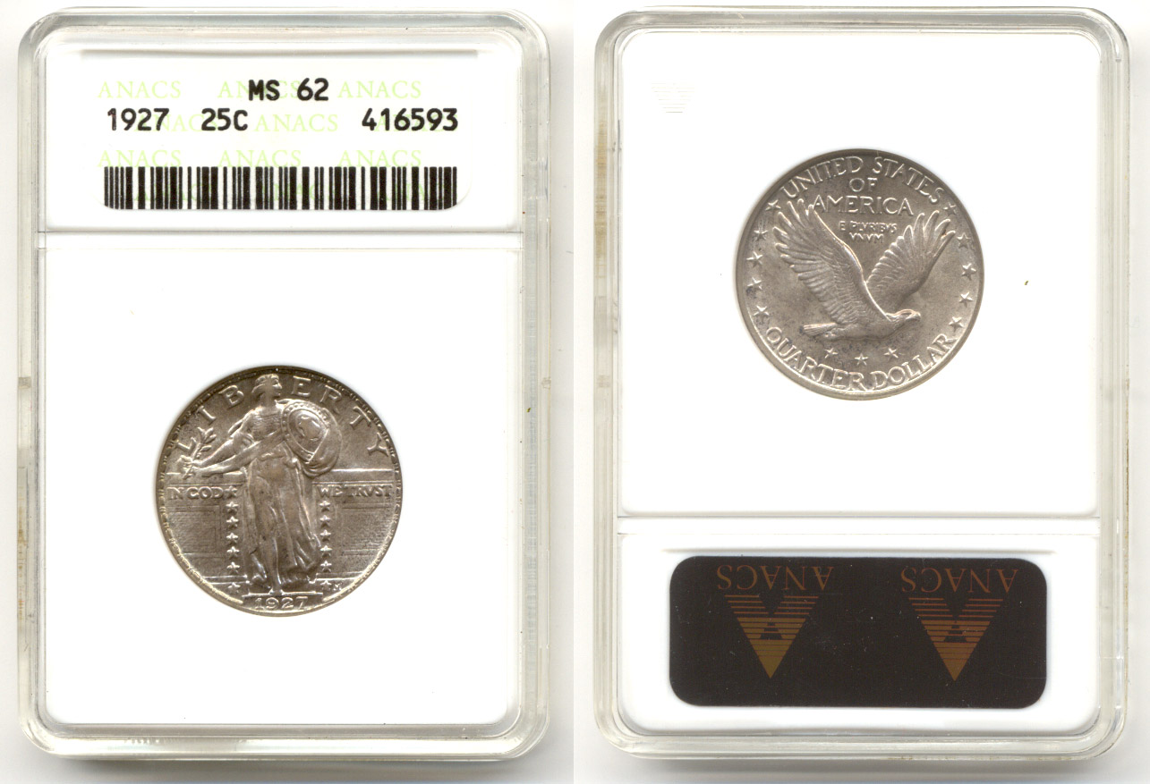 1927 Standing Liberty Quarter ANACS MS-62