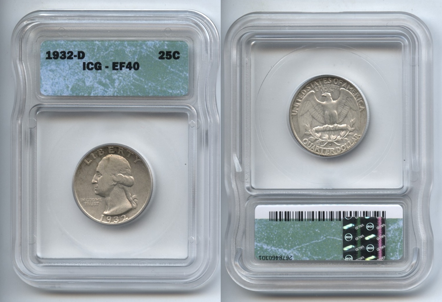 1932-D Washington Quarter ICG EF-40