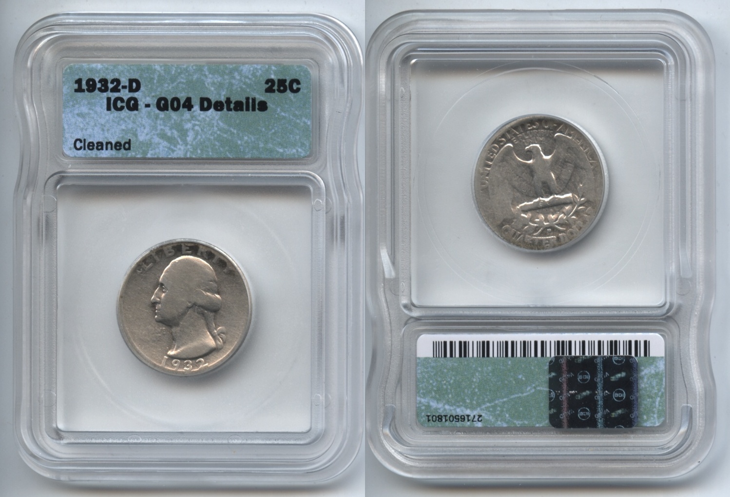 1932-D Washington Quarter ICG Good-4 Details
