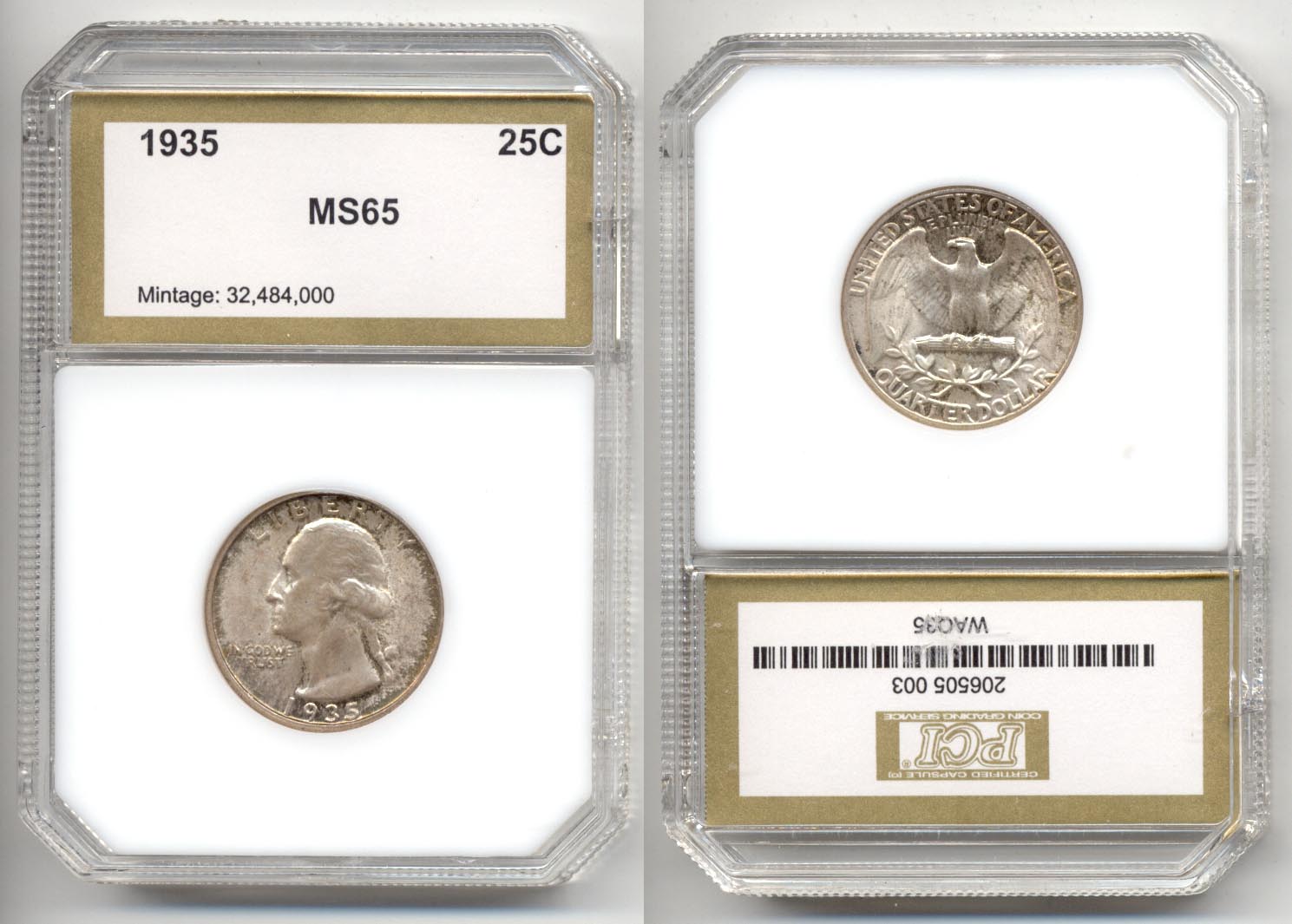 1935 Washington Quarter PCI MS-65