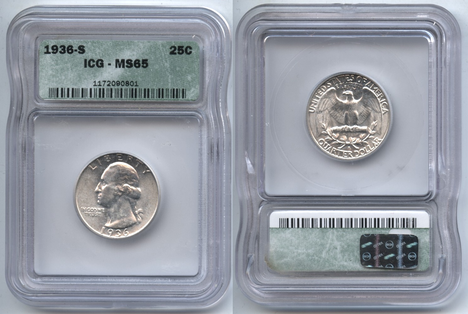 1936-S Washington Quarter ICG MS-65 #a