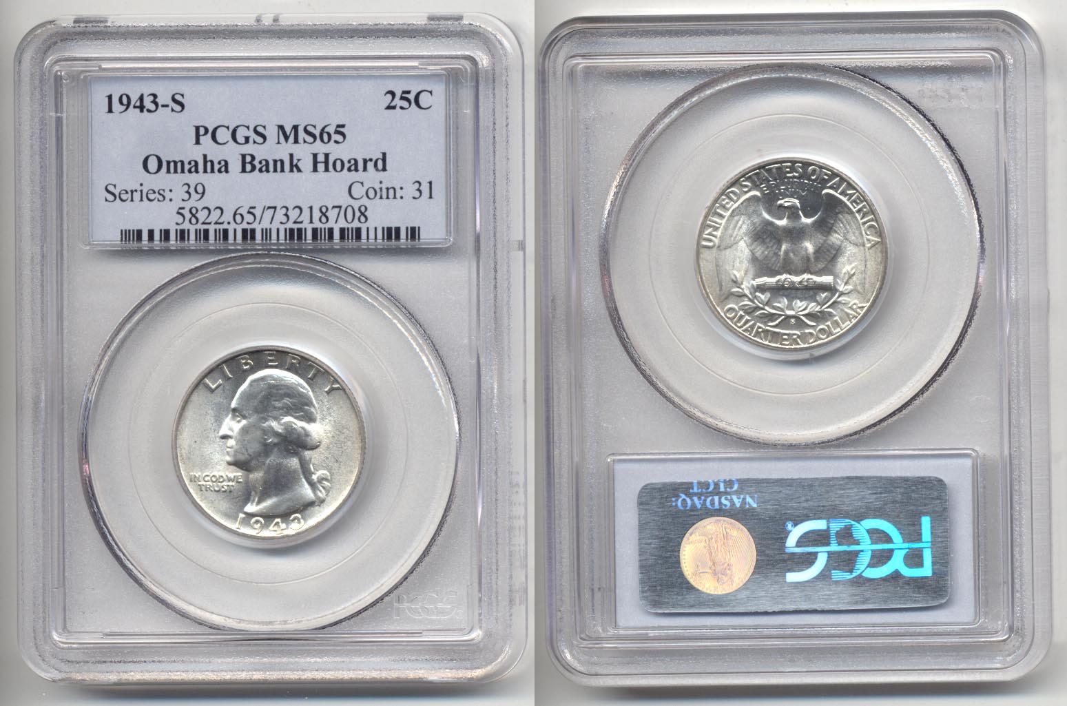 1943-S Washington Quarter PCGS MS-65