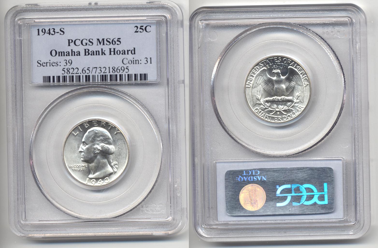 1943-S Washington Quarter PCGS MS-65 b