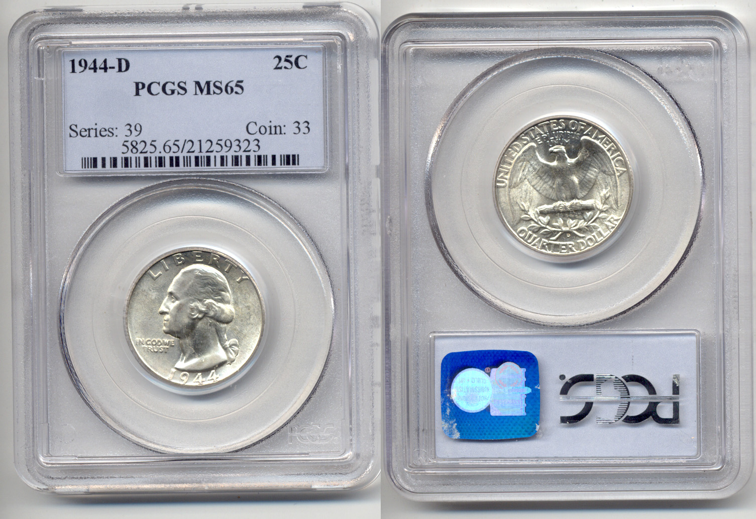 1944-D Washington Quarter in PCGS MS-65