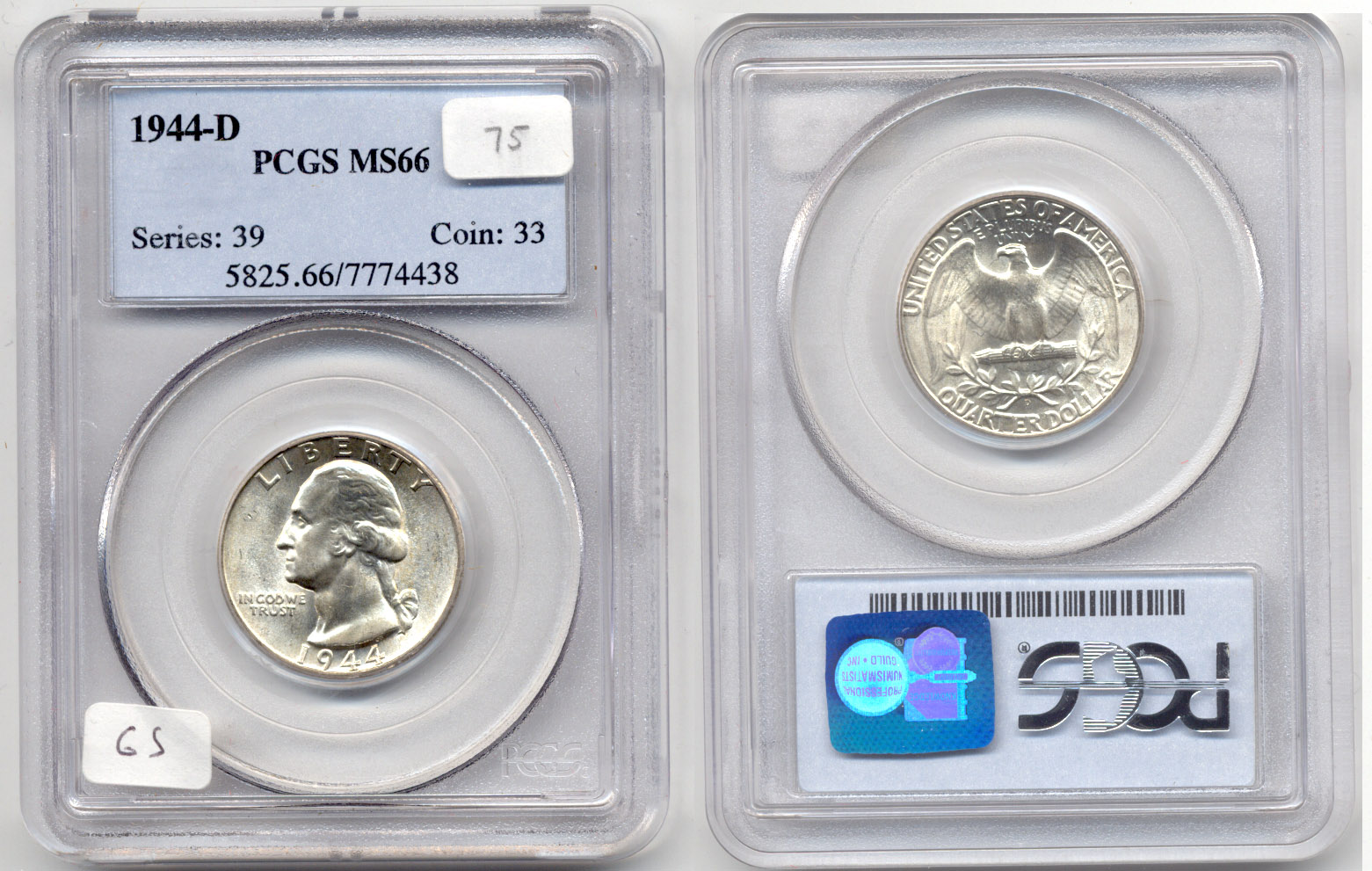 1944-D Washington Quarter PCGS MS-66