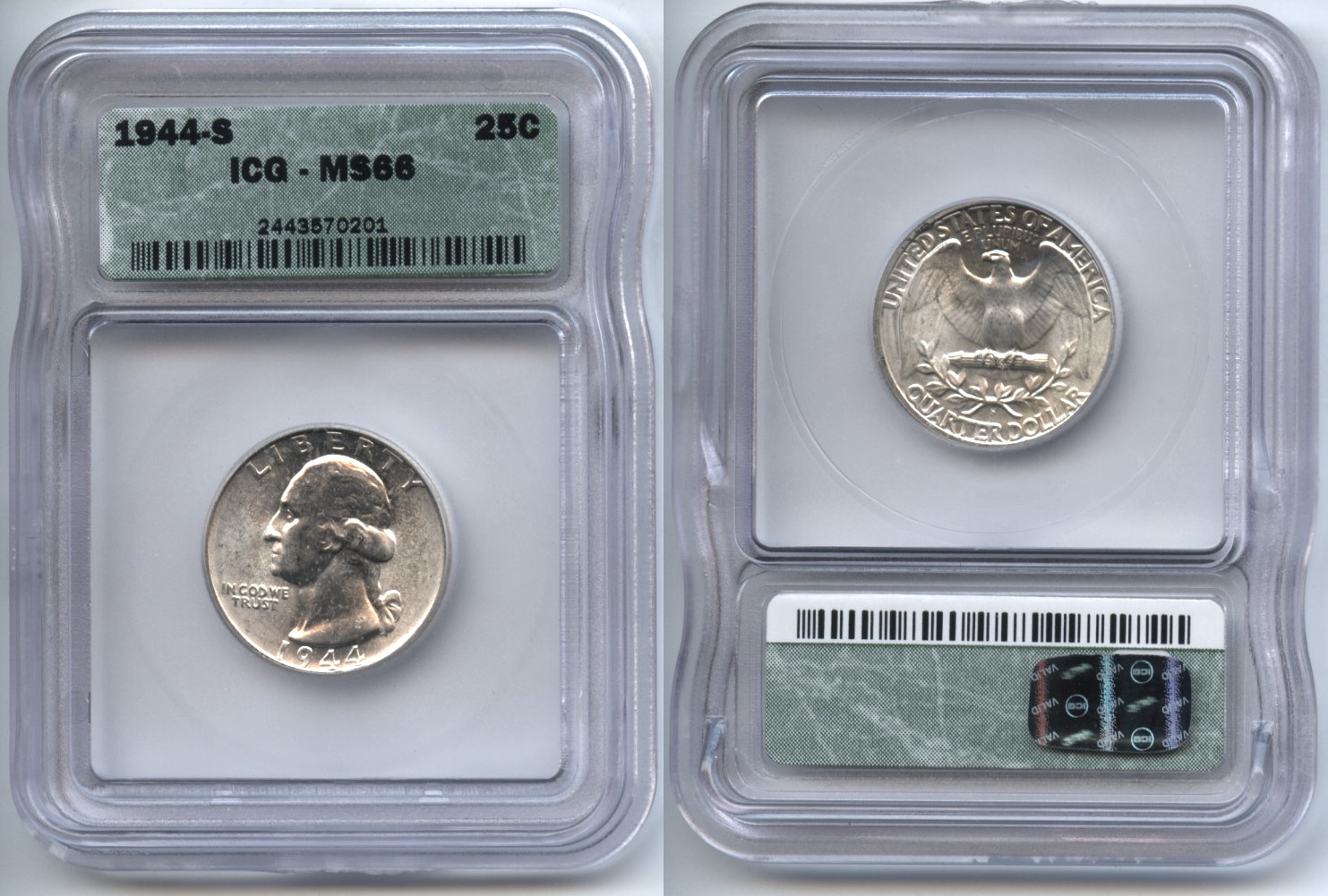 1944-S Washington Quarter ICG MS-66
