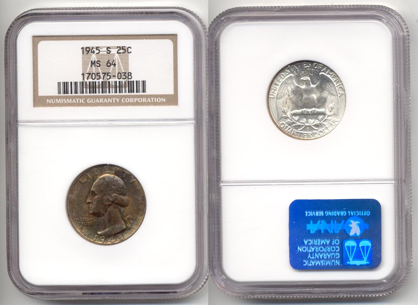 1945-S Washington Quarter NGC MS-64