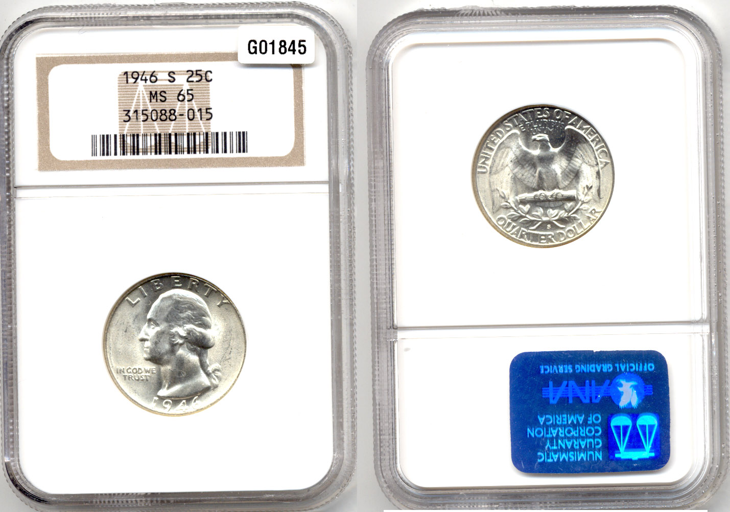 1946-S Washington Quarter NGC MS-65