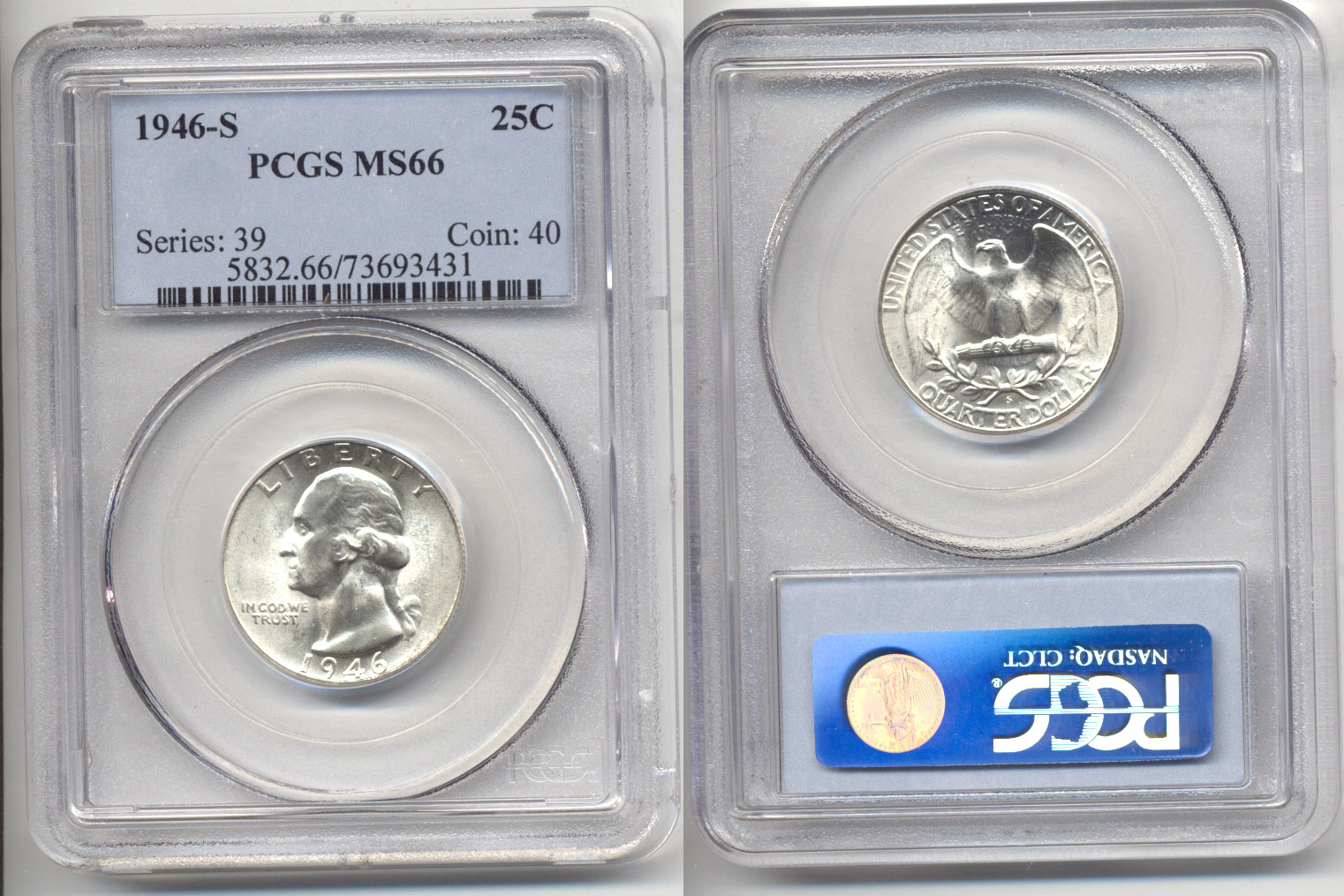 1946-S Washington Quarter PCGS MS-66 b
