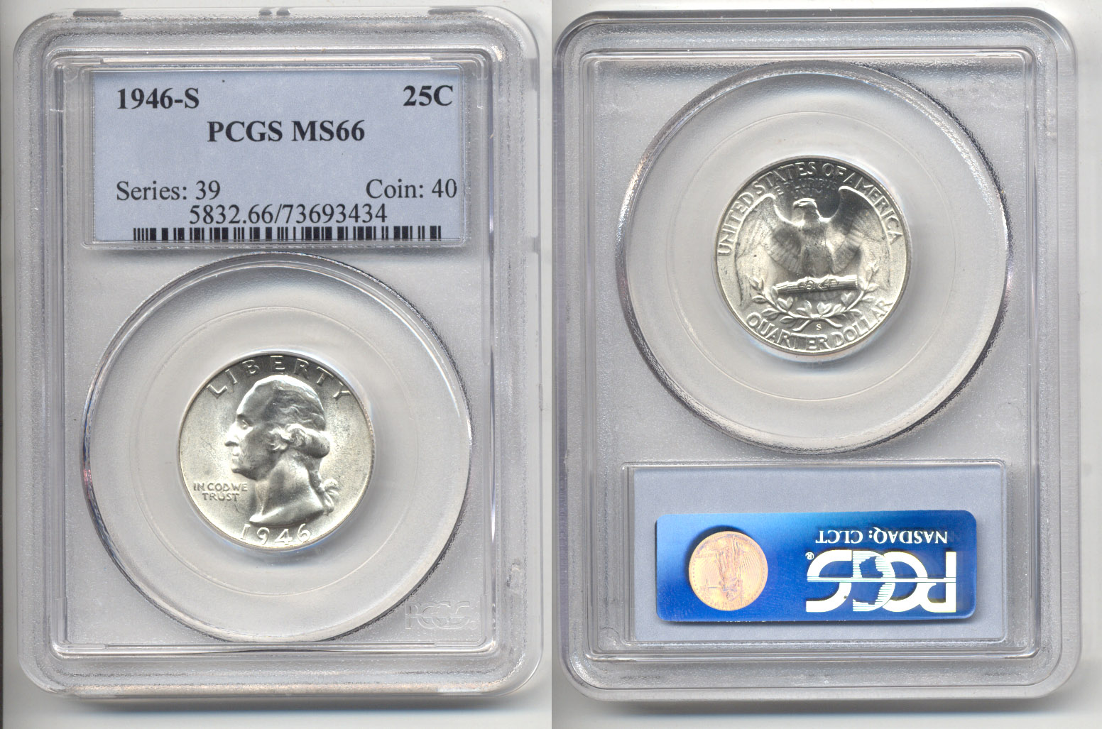 1946-S Washington Quarter PCGS MS-66 d