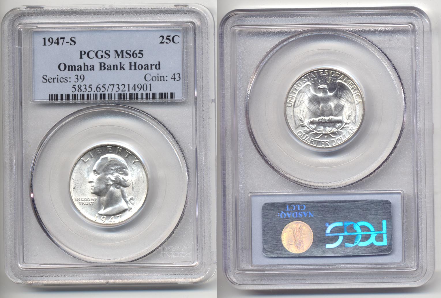 1947-S Washington Quarter PCGS MS-65 b