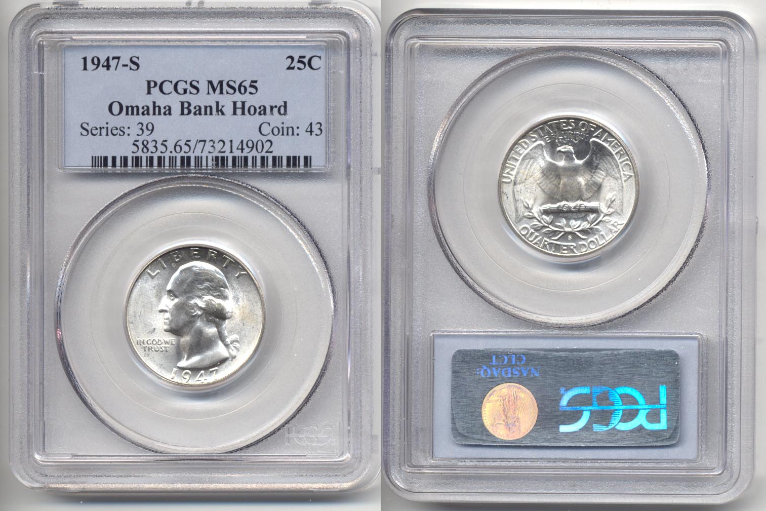 1947-S Washington Quarter PCGS MS-65 f