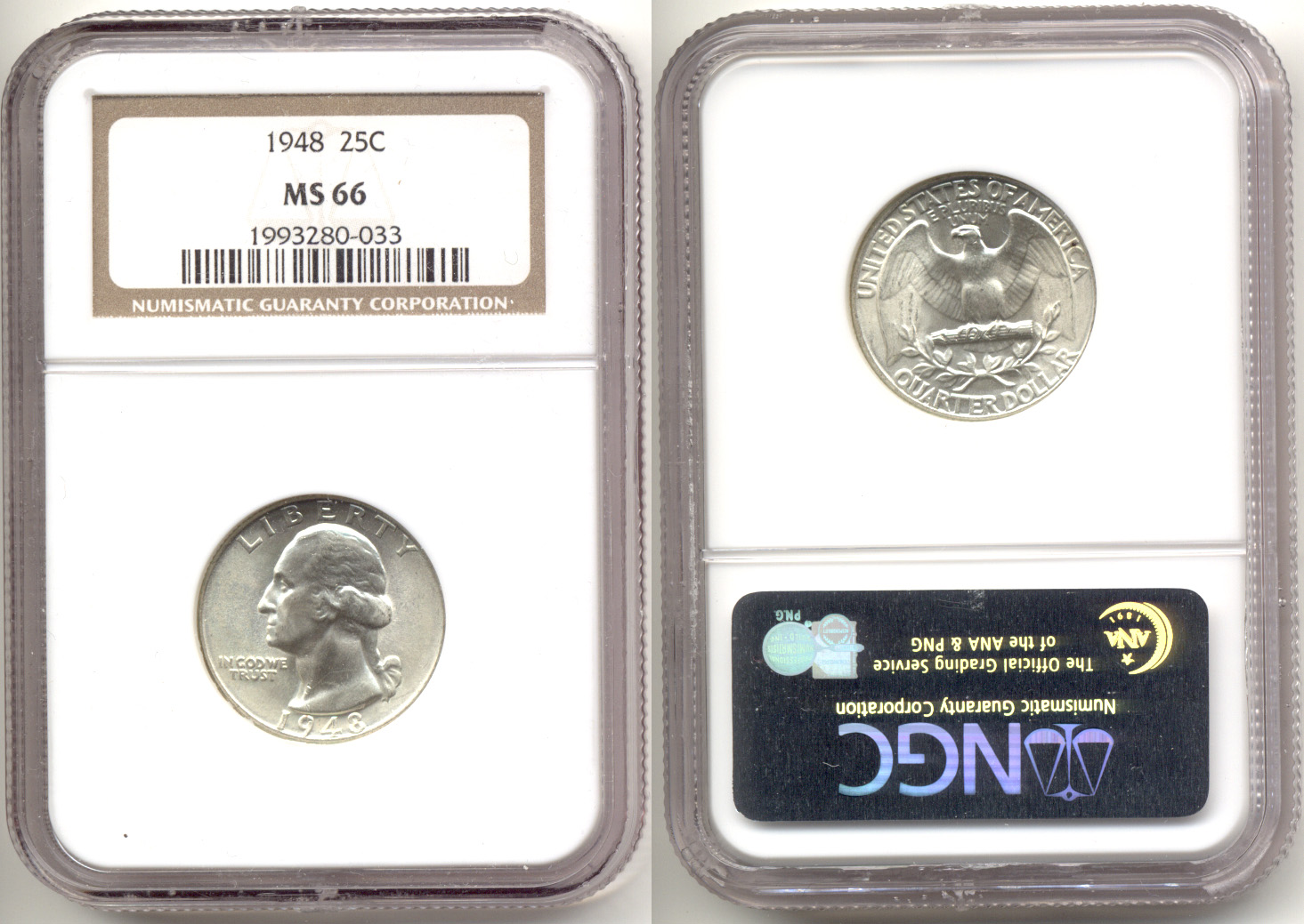 1948 Washington Quarter NGC MS-66