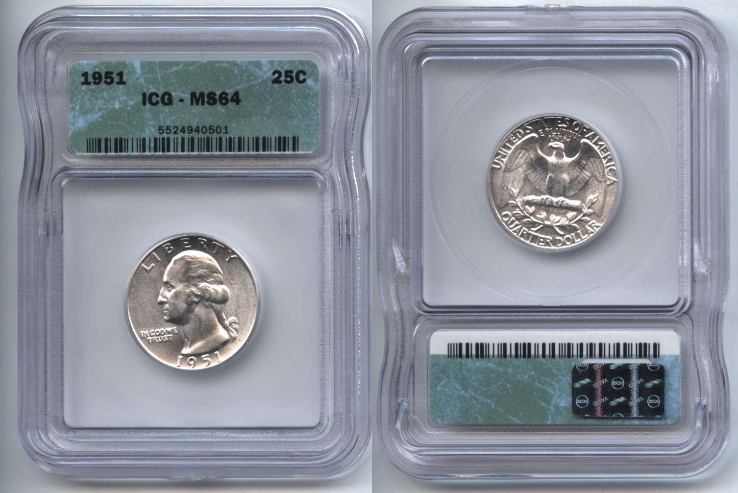 1951 Washington Quarter ICG MS-64