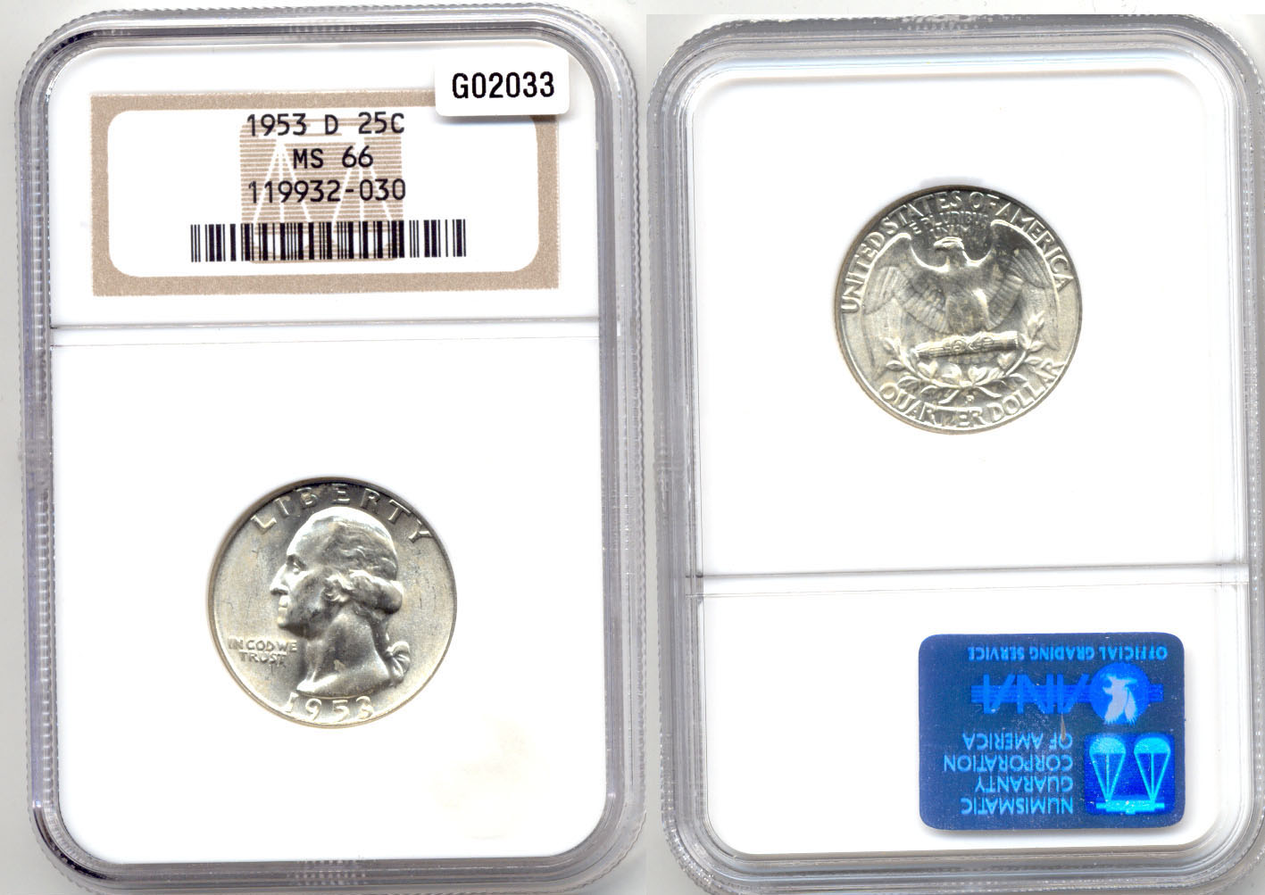 1953-D Washington Quarter NGC MS-66