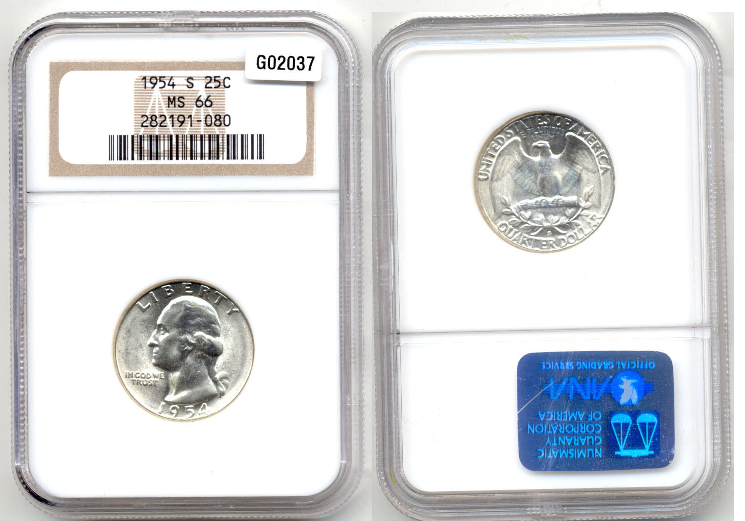 1954-S Washington Quarter NGC MS-66 a