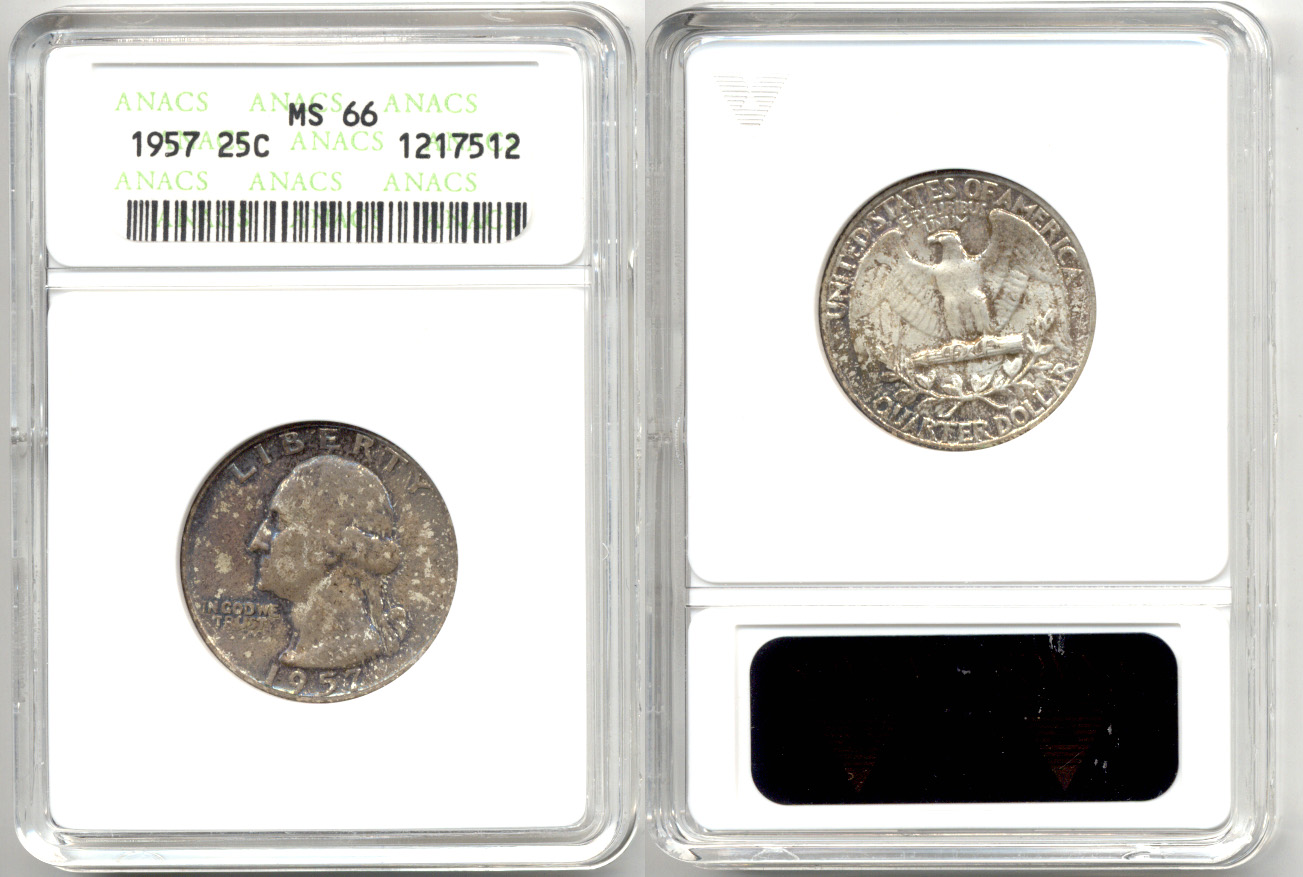 1957 Washington Quarter ANACS MS-66