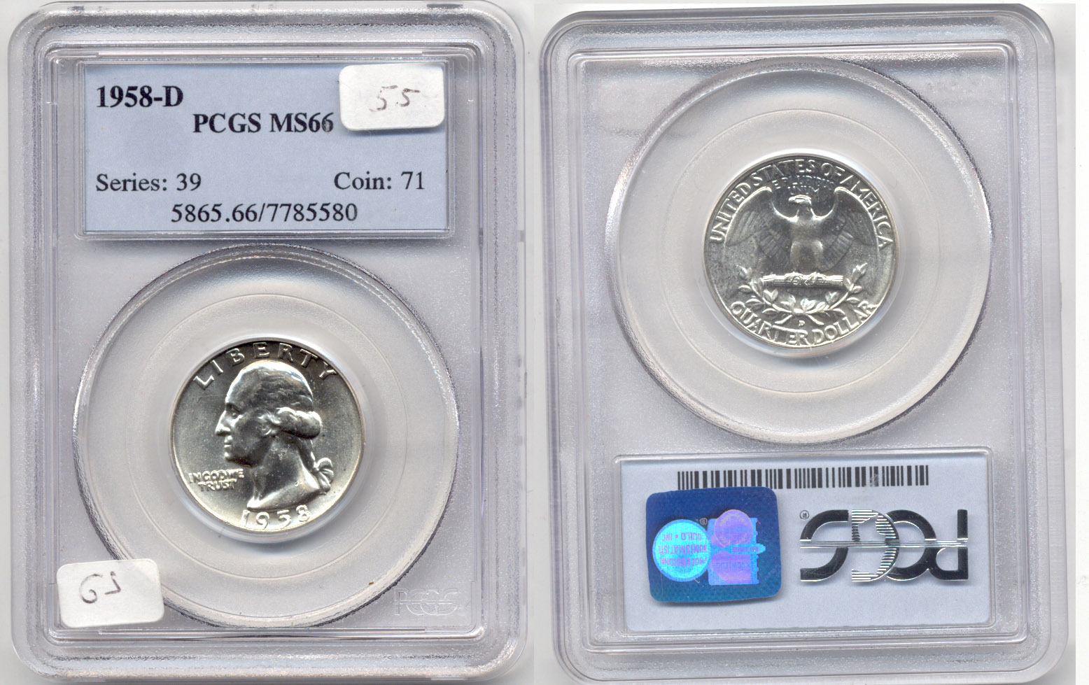 1958-D Washington Quarter PCGS MS-66