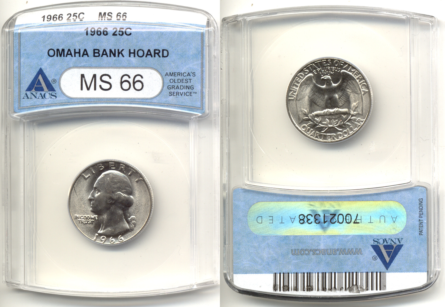 1966 Washington Quarter ANACS MS-66