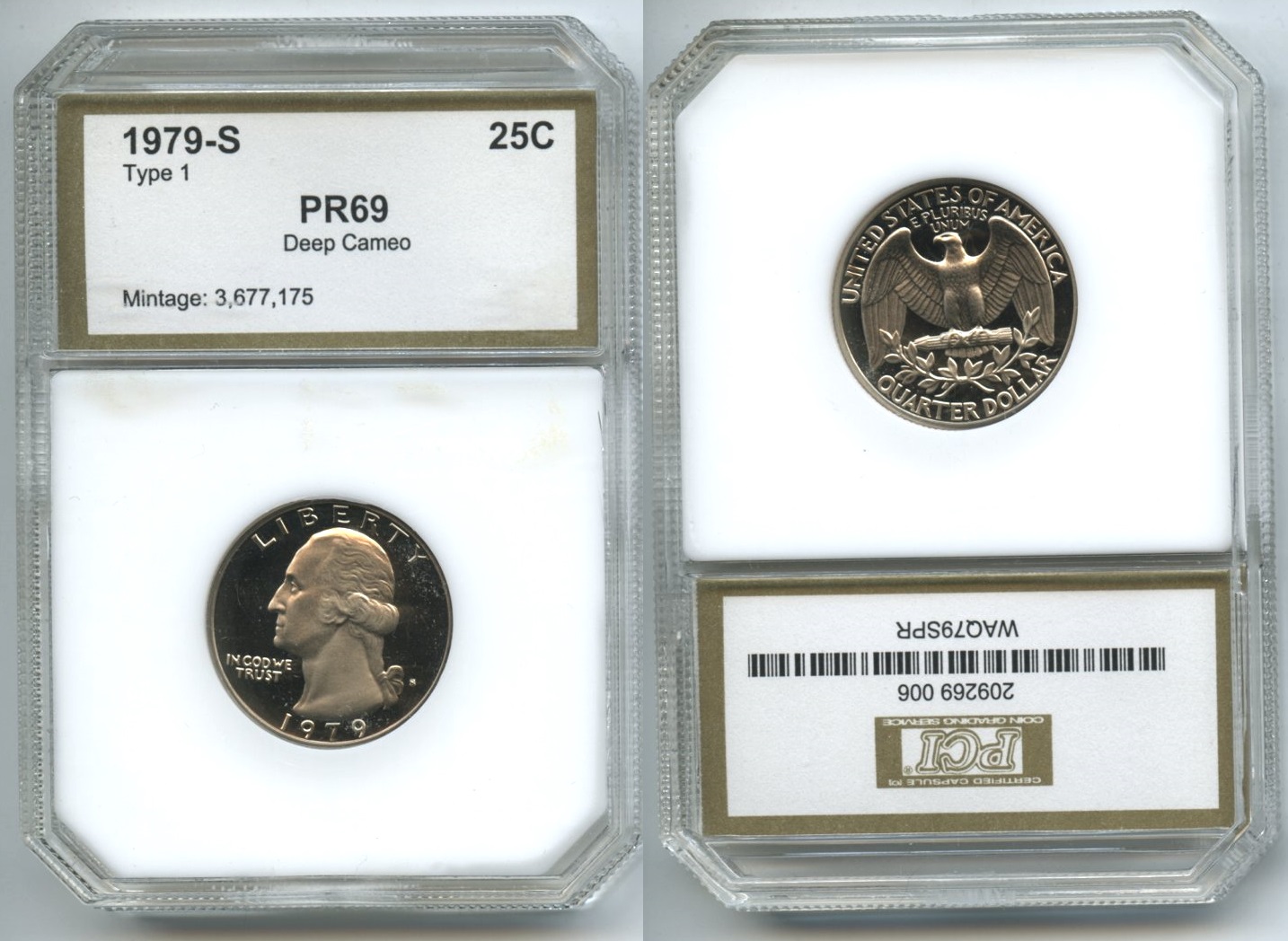 1979-S Type 1 Washington Quarter PCI Proof-69 Deep Cameo