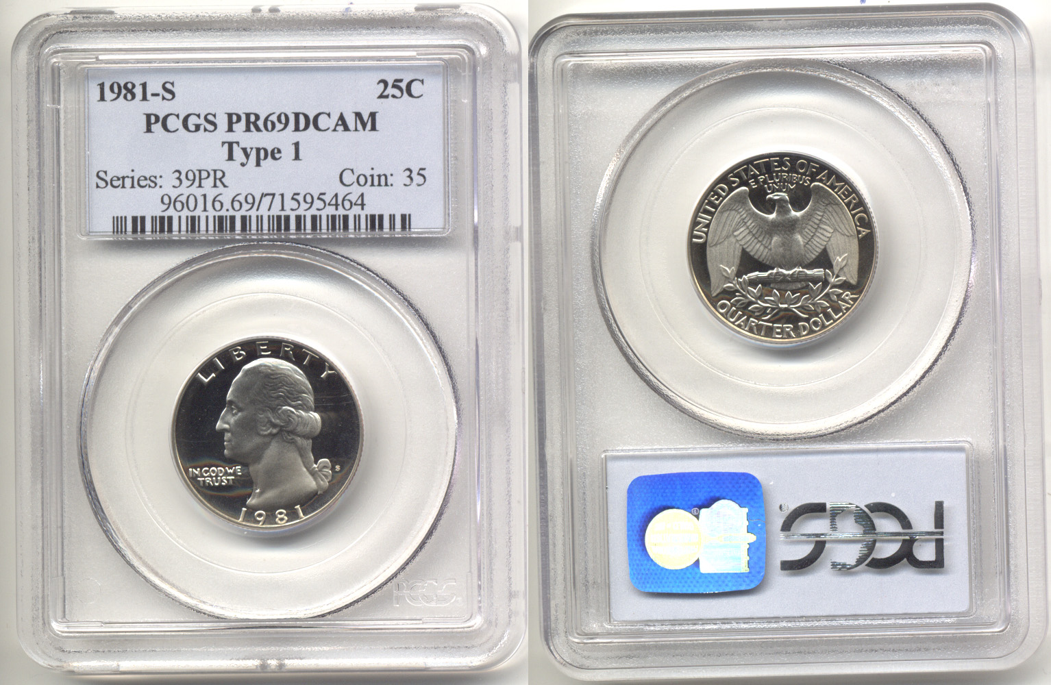 1981-S Type 1 Washington Quarter PCGS Proof-69 Deep Cameo