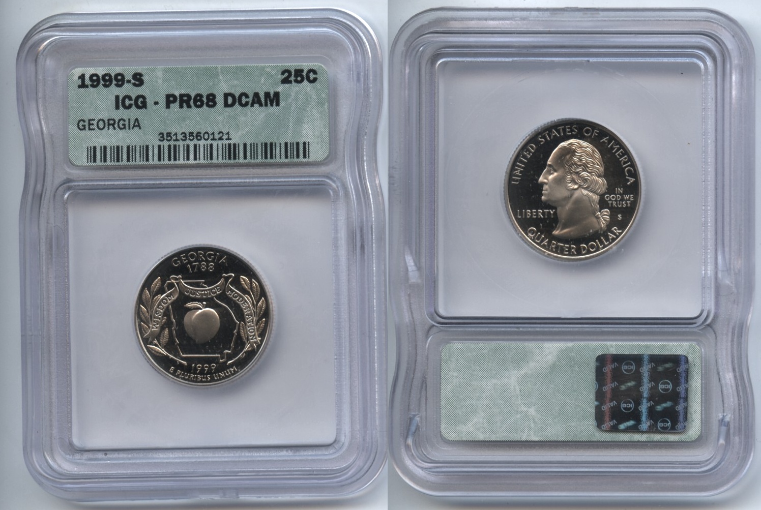 1999-S Georgia Clad State Quarter ICG Proof-68 Deep Cameo #a