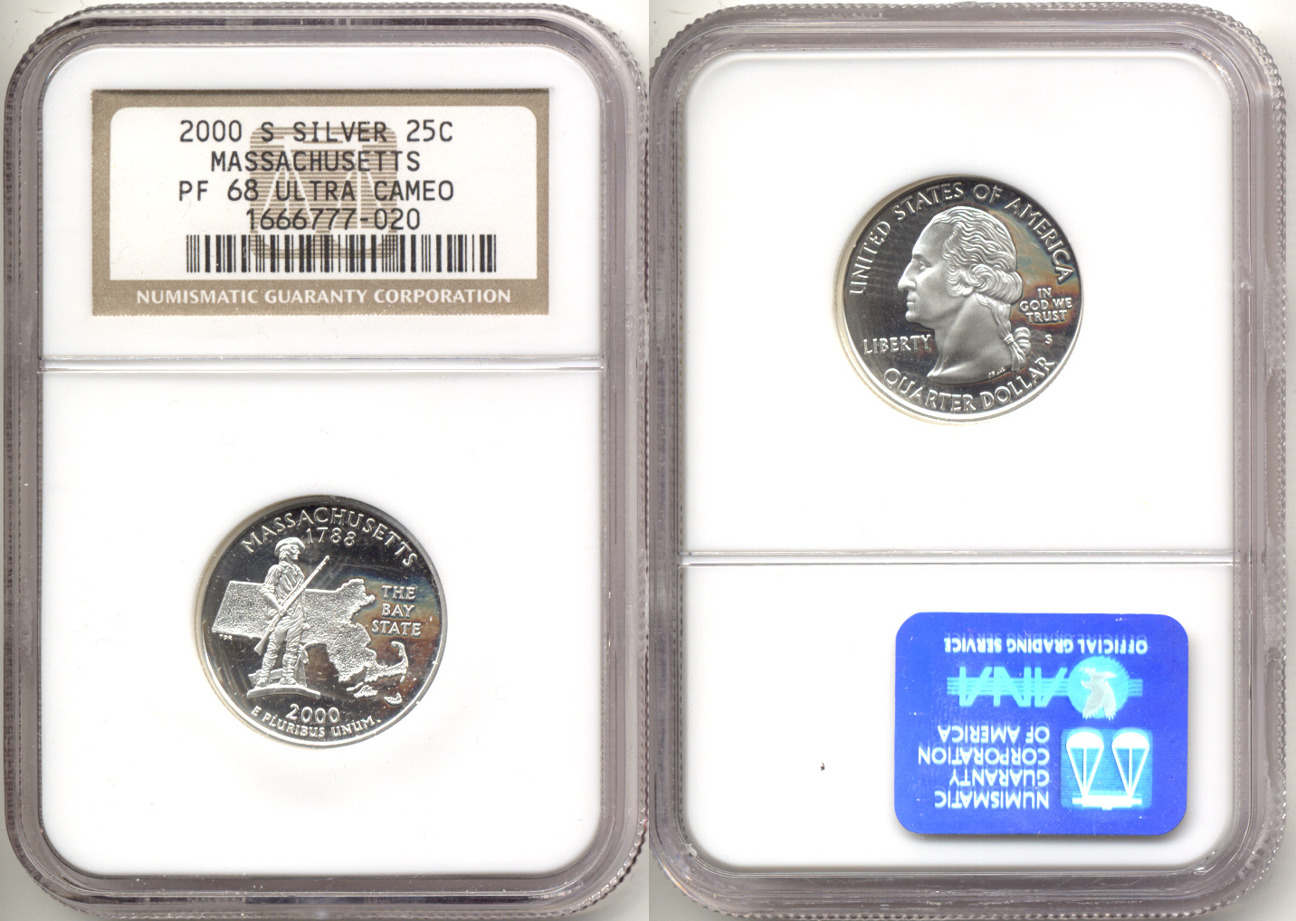 2000-S Massachusetts Silver State Quarter NGC Proof-68 Ultra Cameo