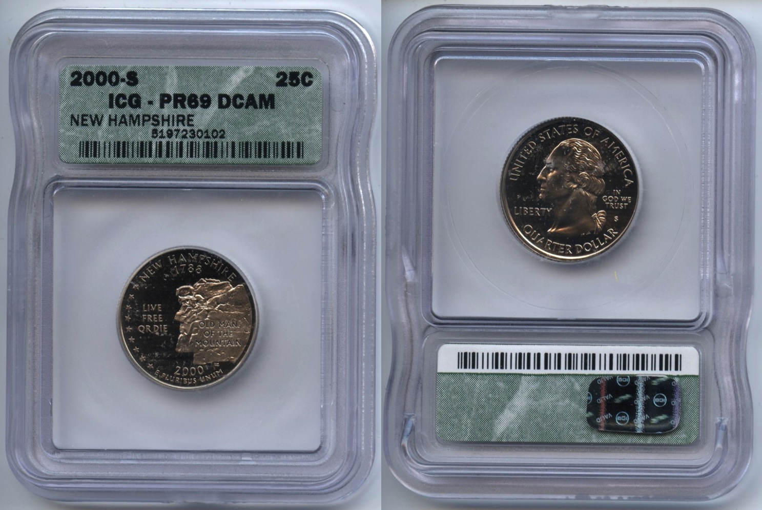 2000-S New Hampshire State Quarter ICG Deep Cameo Proof-69