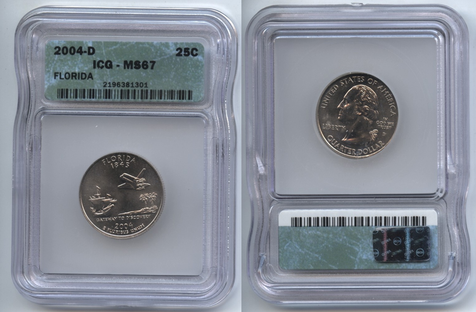 2004-D Florida State Quarter ICG MS-67