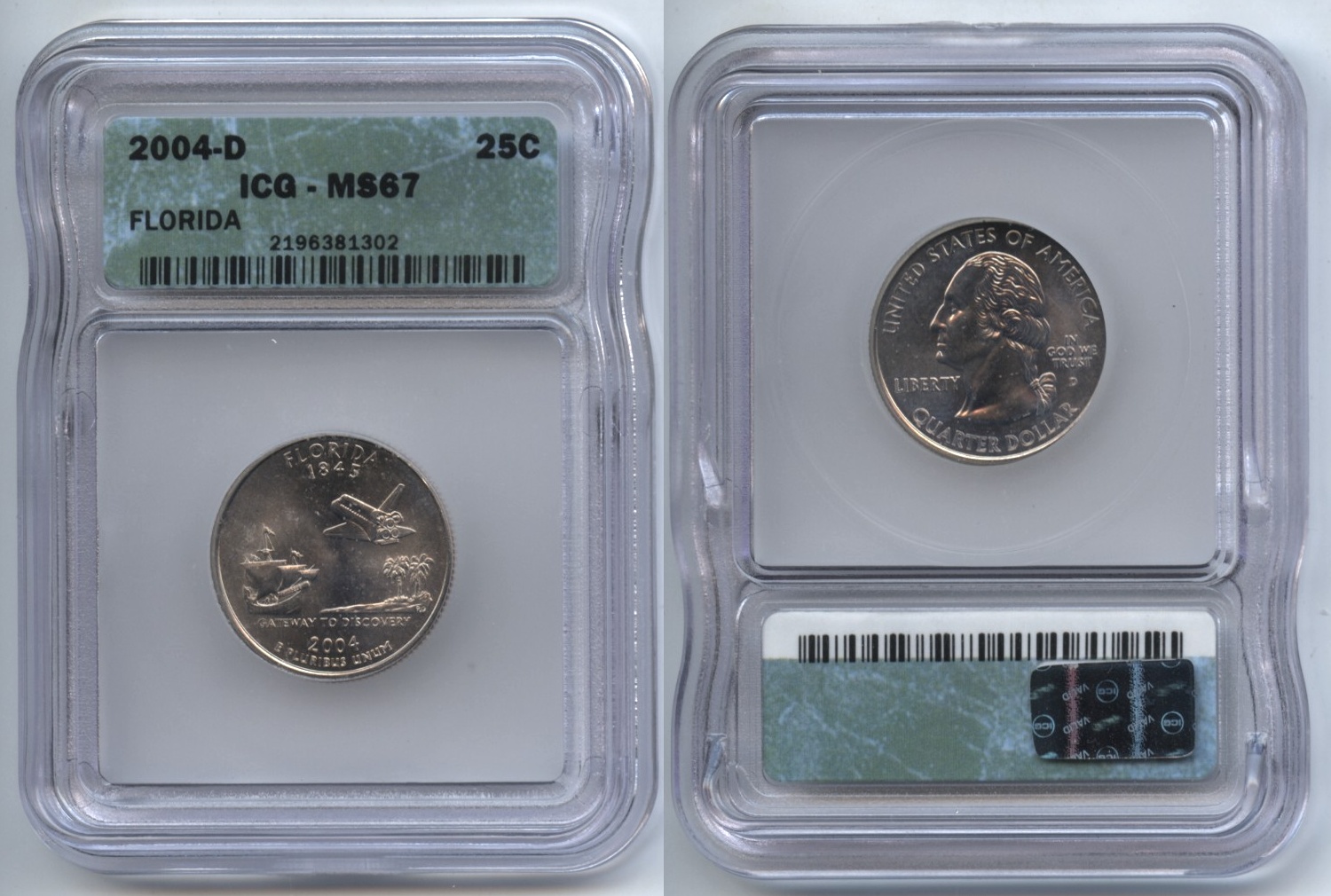 2004-D Florida State Quarter ICG MS-67 #a