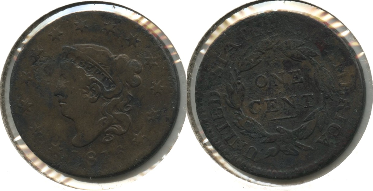 1816 Large Cent VG-8 #a Discolored