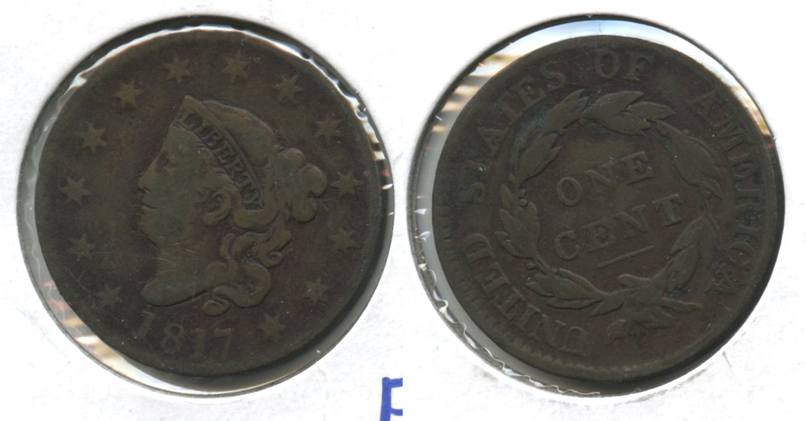 1817 Coronet Large Cent Fine-12 Slightly Dark