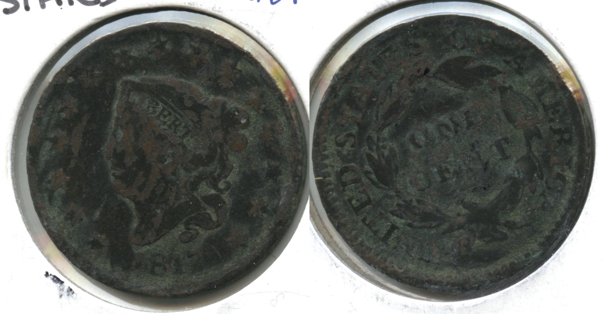 1817 Coronet Large Cent 15 Stars G-4 #c Dark