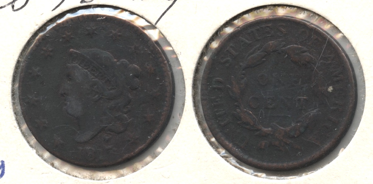 1817 Coronet Large Cent VG-8 #b Cleaned