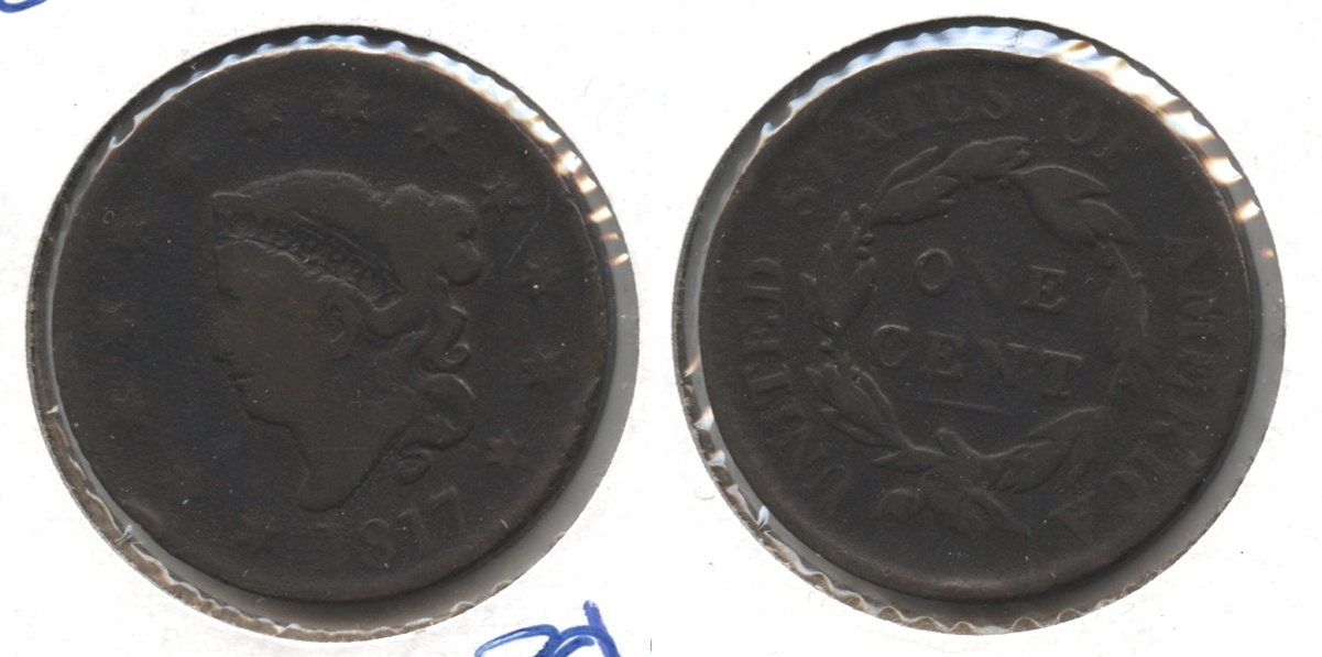 1817 Coronet Large Cent VG-8 #d Cleaned Retoned