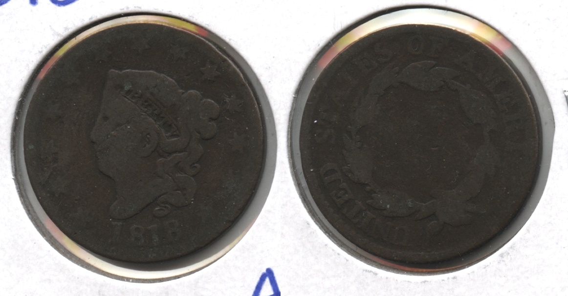 1818 Coronet Large Cent AG-3 #a