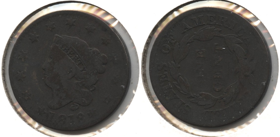 1818 Coronet Large Cent Good-4 Bit Dark