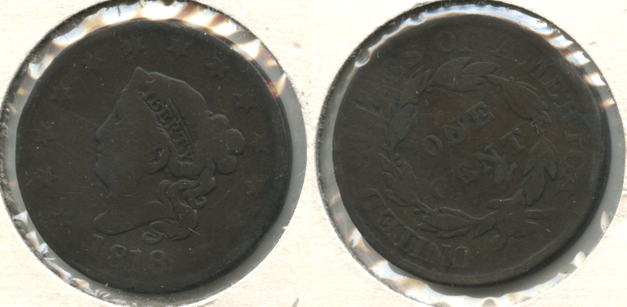 1818 Coronet Large Cent VG-8 #f