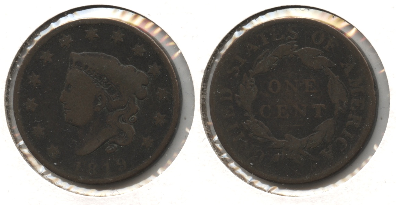 1819 Coronet Large Cent Good-6 Newcomb-9