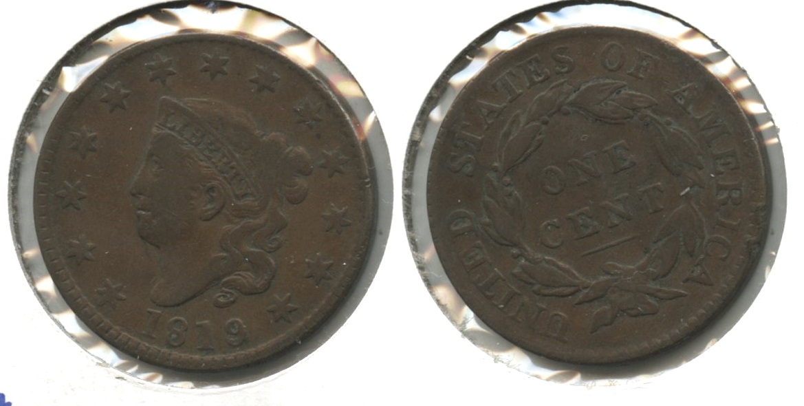 1819 9 over 8 Coronet Large Cent VF-20