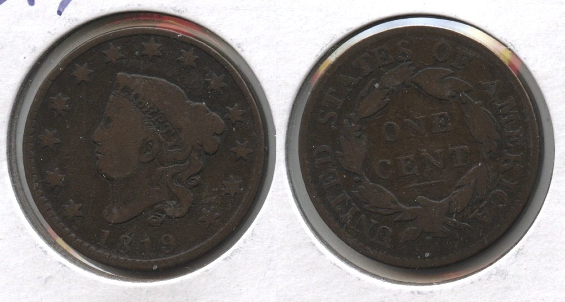 1819 Coronet Large Cent VG-8 #c
