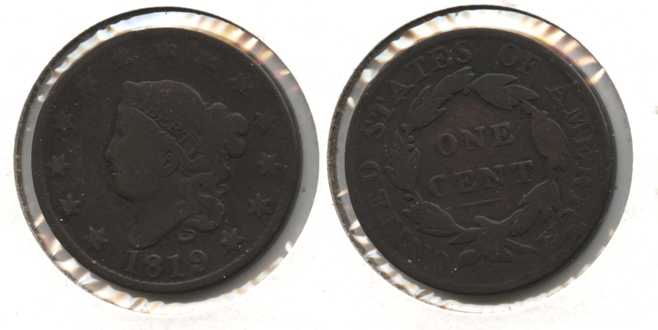 1819 Coronet Large Cent VG-8 #d Newcomb-2