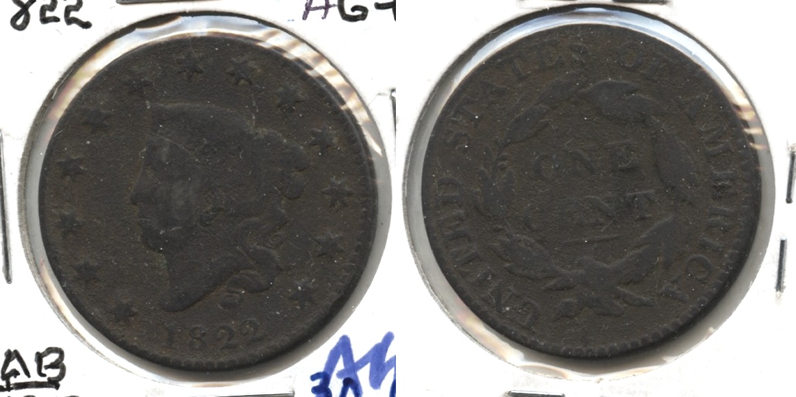 1822 Coronet Large Cent AG-3