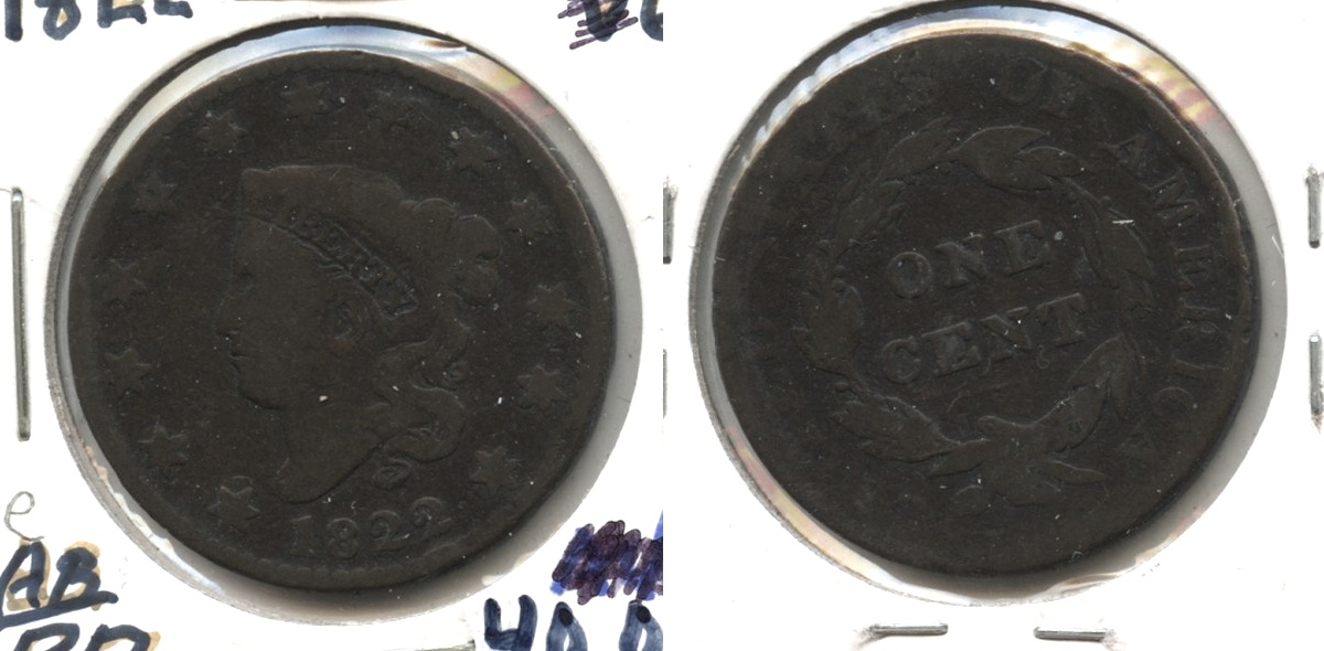 1822 Coronet Large Cent G-4 #e