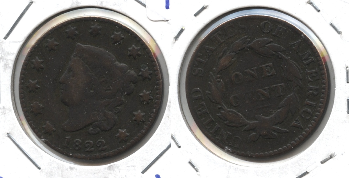 1822 Coronet Large Cent VG-8