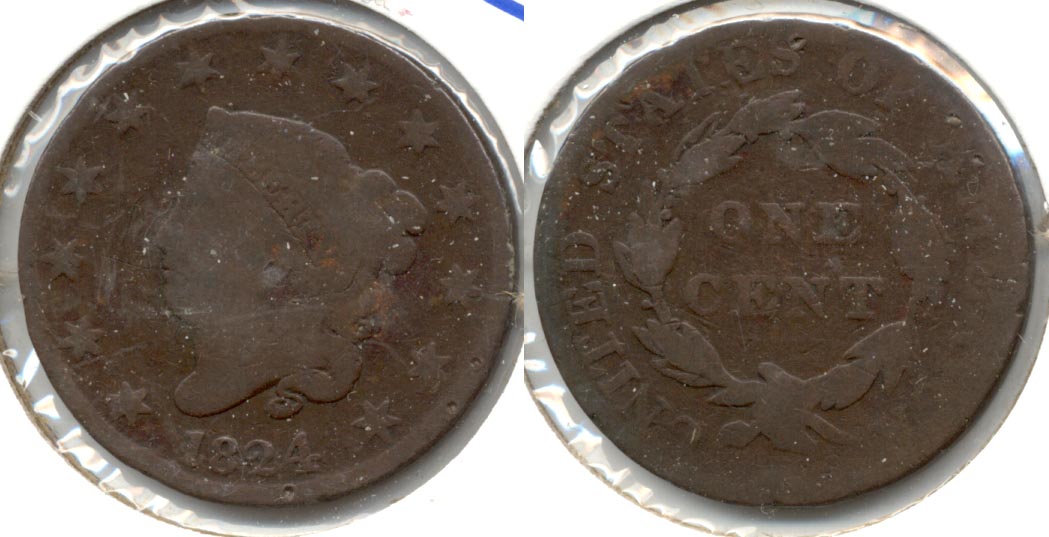 1824 Coronet Large Cent AG-3