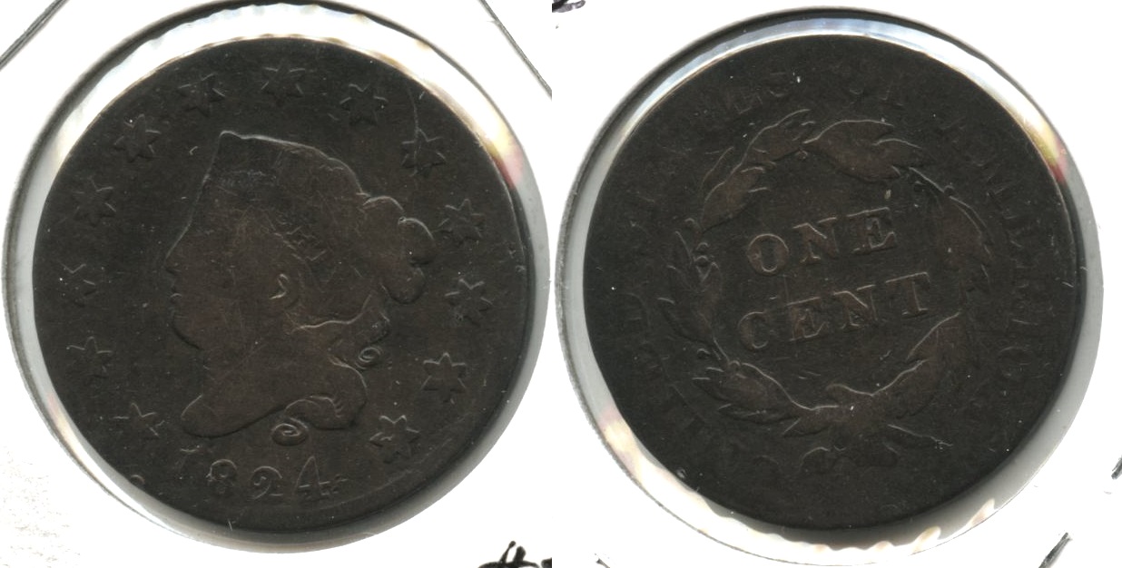 1824 Coronet Large Cent AG-3 #a